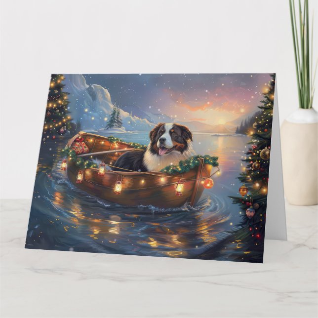 Bernese Mountain Christmas Festive Voyage Card (Front)