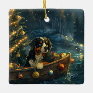 Bernese Mountain Christmas Festive Voyage Ceramic Ornament