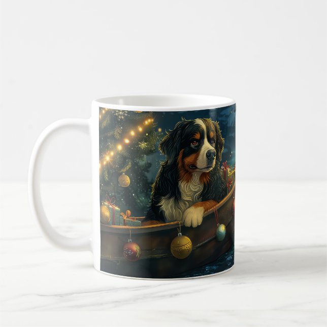 Bernese Mountain Christmas Festive Voyage Coffee Mug (Left)