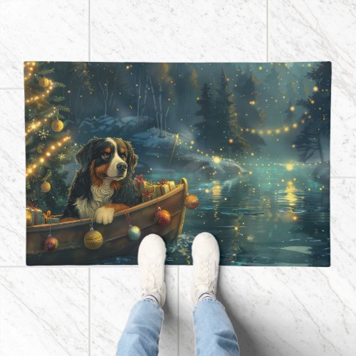 Bernese Mountain Christmas Festive Voyage Doormat