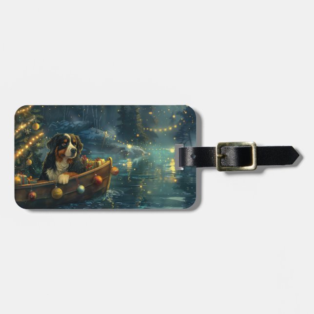 Bernese Mountain Christmas Festive Voyage Luggage Tag (Front Horizontal)