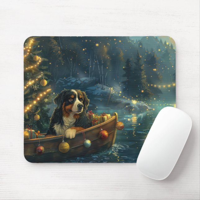 Bernese Mountain Christmas Festive Voyage Mouse Pad (With Mouse)