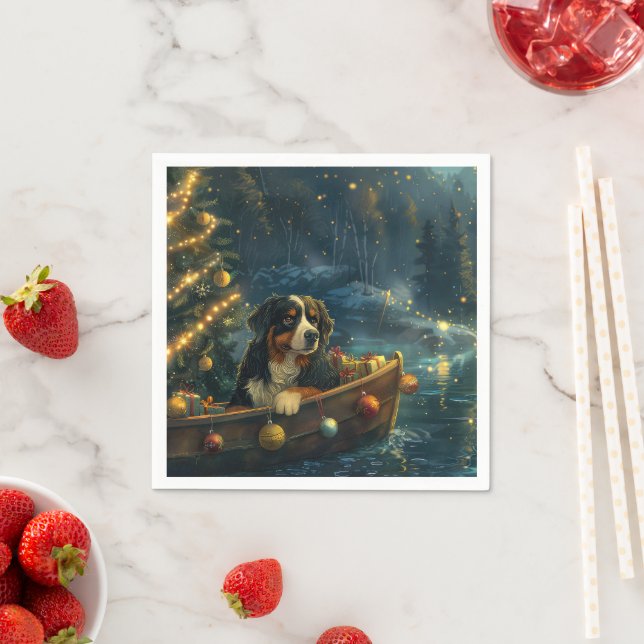 Bernese Mountain Christmas Festive Voyage Napkins (Insitu)