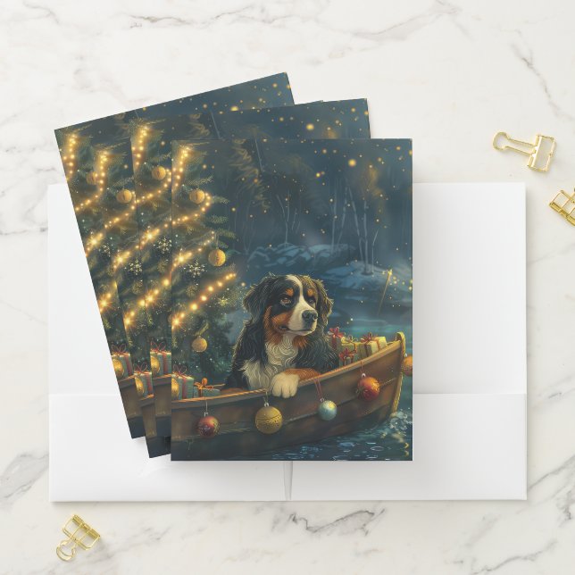 Bernese Mountain Christmas Festive Voyage Pocket Folder (In Situ)