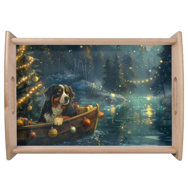 Bernese Mountain Christmas Festive Voyage Serving Tray (Front)