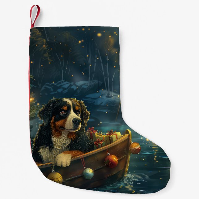 Bernese Mountain Christmas Festive Voyage Small Christmas Stocking (Front)