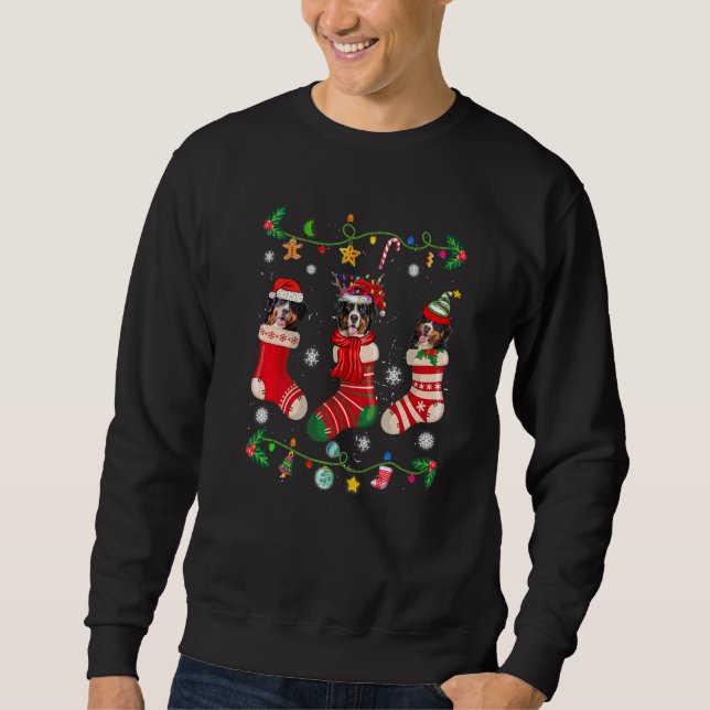 Bernese Mountain Christmas Socks Xmas Dog Sweatshirt (Front)