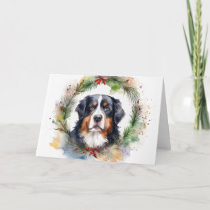 Bernese Mountain Christmas Wreath Festive Pup Card