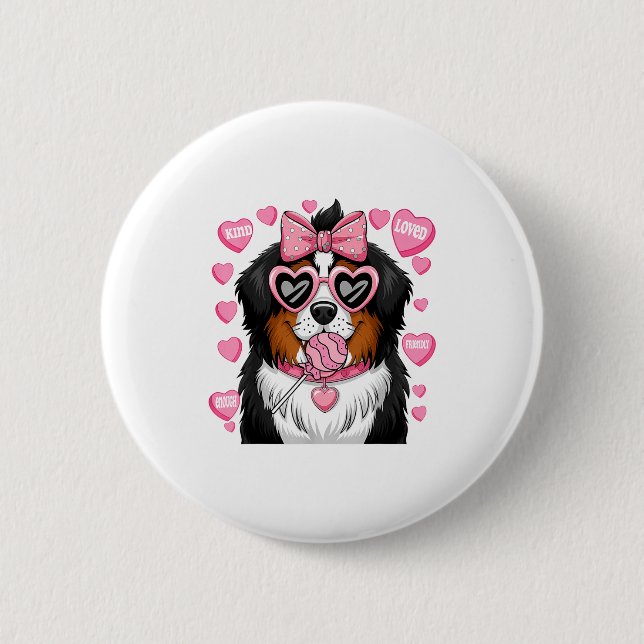 Bernese Mountain Coquette Dog Pet Lover Owner  Button (Front)