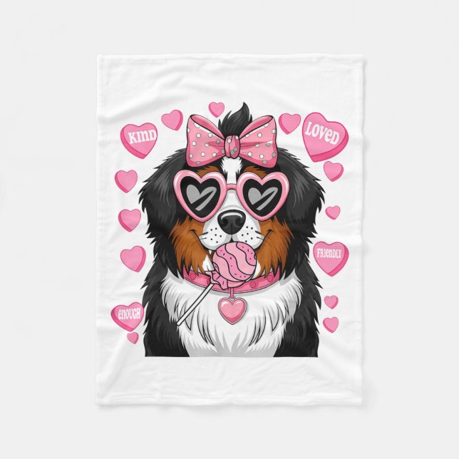 Bernese Mountain Coquette Dog Pet Lover Owner  Fleece Blanket (Front)