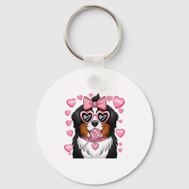 Bernese Mountain Coquette Dog Pet Lover Owner  Keychain (Front)