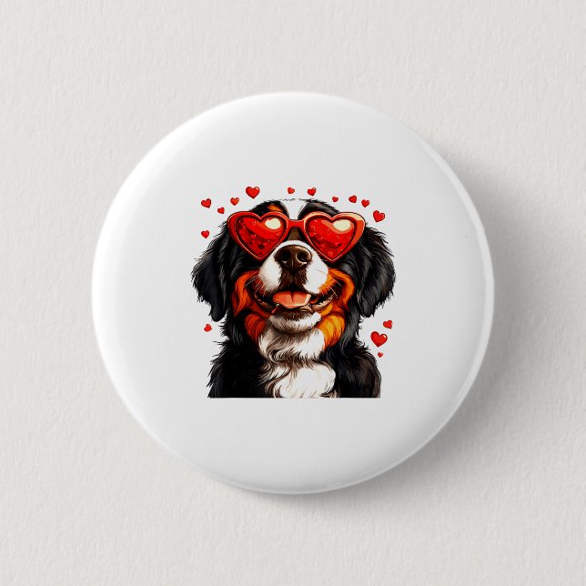 Bernese Mountain Cute Berner Dog Lover Valentines  Button (Front)