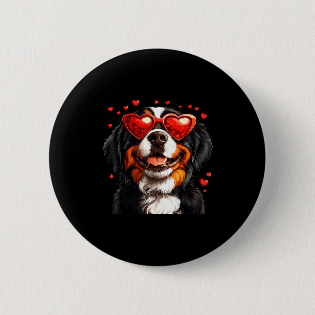 Bernese Mountain Cute Berner Dog Lover Valentines  Button (Front)