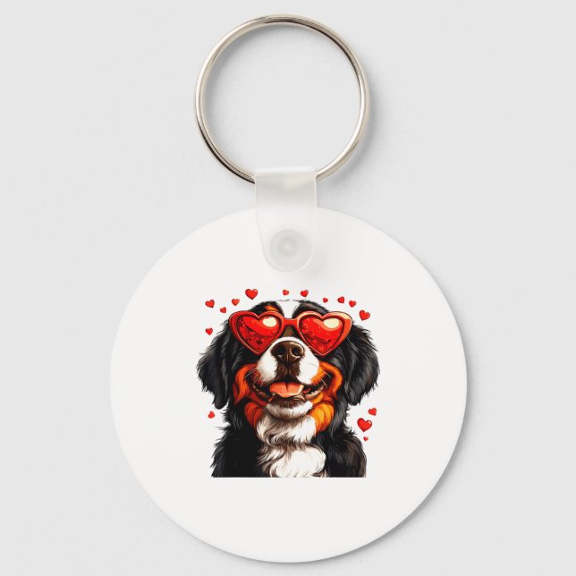 Bernese Mountain Cute Berner Dog Lover Valentines  Keychain (Front)