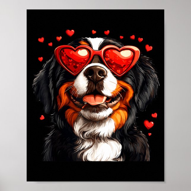 Bernese Mountain Cute Berner Dog Lover Valentines  Poster (Front)