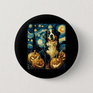 Bernese Mountain Cute Dog Halloween Jack O Lantern Button