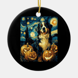 Bernese Mountain Cute Dog Halloween Jack O Lantern Ceramic Ornament