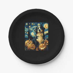 Bernese Mountain Cute Dog Halloween Jack O Lantern Paper Plates