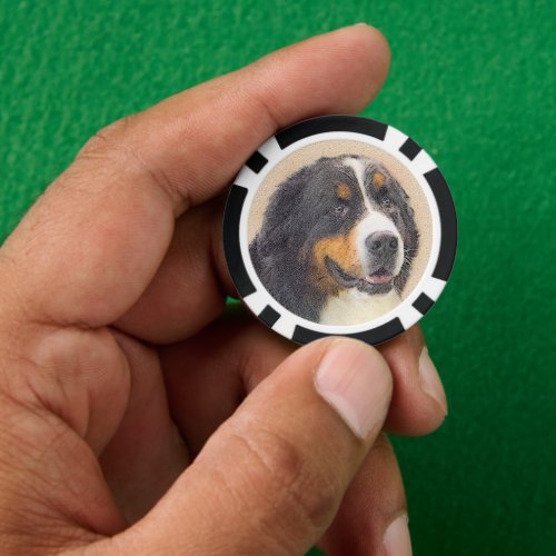 Bernese Mountain Dog 2 Painting _ Original Dog Art Poker Chips