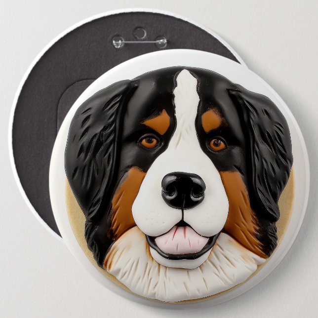 Bernese Mountain Dog 3D Inspired Button (Front & Back)