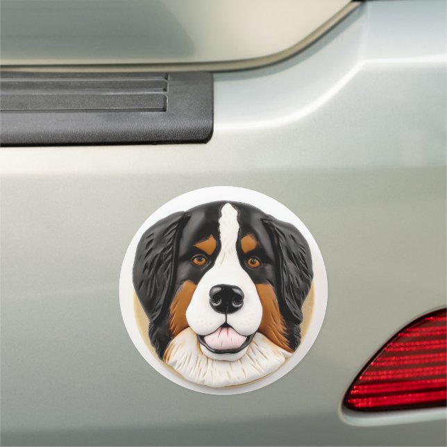 Bernese Mountain Dog 3D Inspired Car Magnet (In Situ)