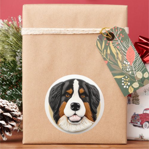 Bernese Mountain Dog 3D Inspired Classic Round Sticker