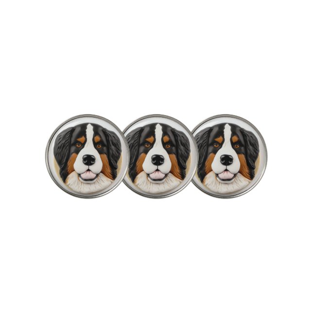 Bernese Mountain Dog 3D Inspired Golf Ball Marker (3 Up)