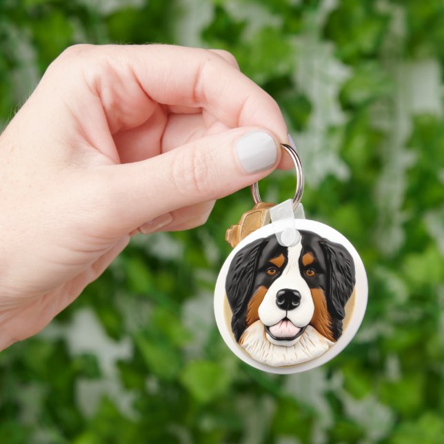 Bernese Mountain Dog 3D Inspired Keychain (Hand)