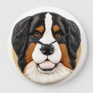 Bernese Mountain Dog 3D Inspired Large Clock