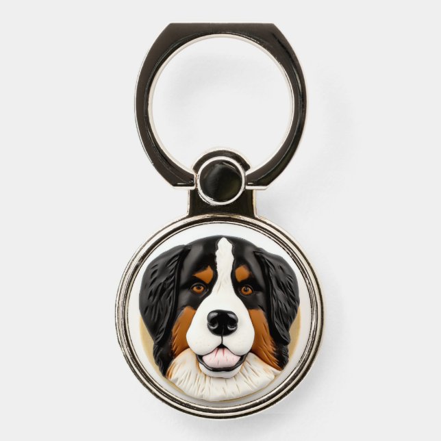 Bernese Mountain Dog 3D Inspired Phone Ring Stand (Front)