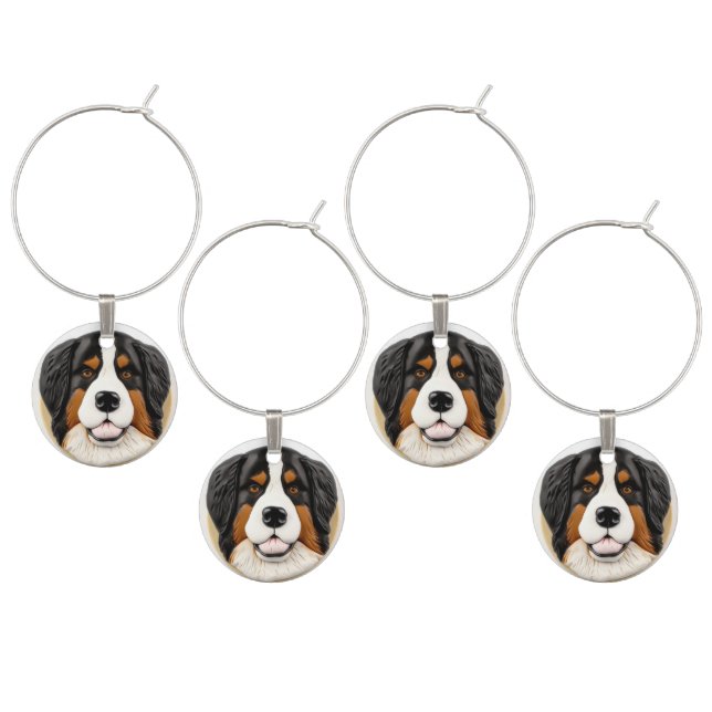 Bernese Mountain Dog 3D Inspired Wine Charm (Staggered)