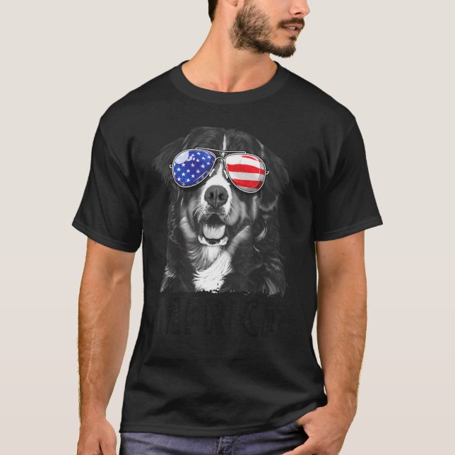 Bernese Mountain Dog 4th Of July Merica Men Americ T-Shirt (Front)