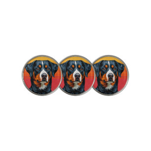 Bernese Mountain Dog Against Warm Sunset Colors Golf Ball Marker