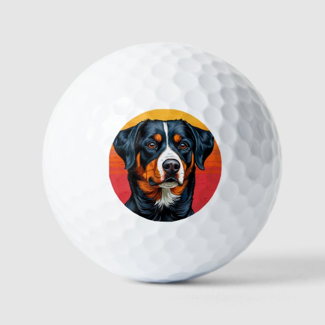 Bernese Mountain Dog Against Warm Sunset Colors Golf Balls (Front)
