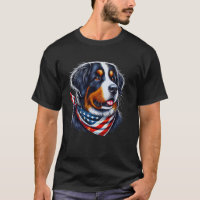 Bernese Mountain Dog American Flag 4th Of July Dog