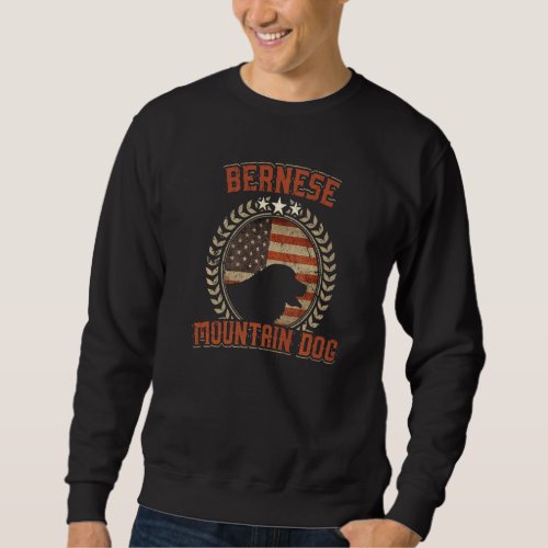 Bernese Mountain Dog American Flag  Usa Patriotic  Sweatshirt
