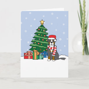 Bernese Mountain Dog and Christmas Tree Holiday Card