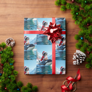 Bernese Mountain Dog and Orca Christmas Wrapping Paper