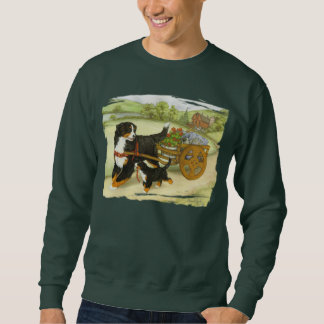 Bernese Mountain Dog and Pup with Cart Sweatshirt