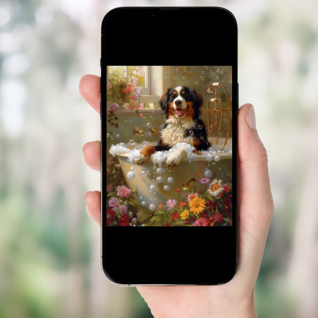 Bernese Mountain Dog Art, Bathroom Artwork Poster (Front Digital)