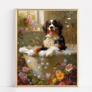 Bernese Mountain Dog Art, Bathroom Artwork Poster