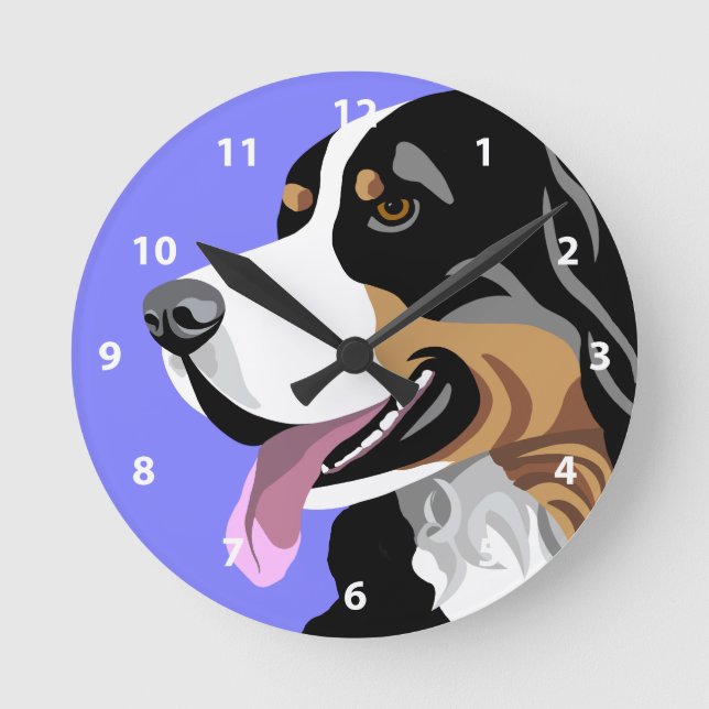 Bernese Mountain Dog Art Gifts Round Clock (Front)