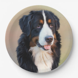 bernese mountain dog art paper plates