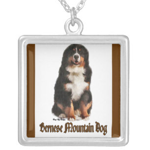 Bernese Mountain Dog Art Silver Plated Necklace