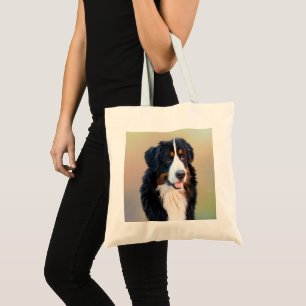 bernese mountain dog art tote bag