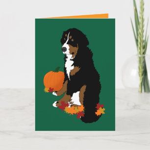 Bernese Mountain Dog Autumn Blank Card