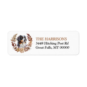 Bernese Mountain Dog Autumn Wreath Label