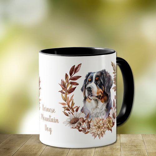 Bernese Mountain Dog Autumn Wreath Mug