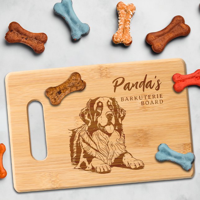 Bernese Mountain Dog Barkuterie Treat Wood Engraved Cutting Board (Bernese Mountain Dog Cutting Board Barkuterie Personalized Dog's Name, Gift for Dog Mom, Dad, Owner)