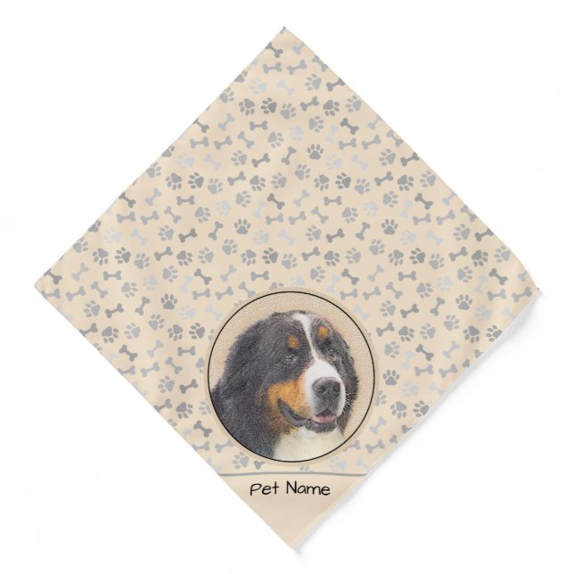Bernese Mountain Dog Berner Painting Cute Pet Art Bandana (Front)